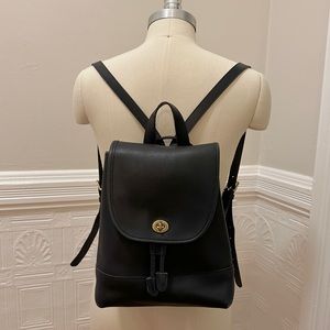 Vintage Coach Turnlock Small Leather Backpack, Black